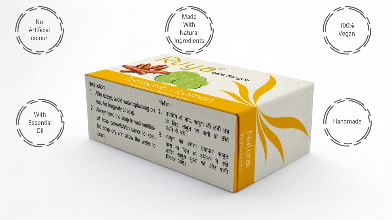 Turmeric - Lemon Natural Handmade Bathing Soap with Freshness of Lemon for Helthy Skin,  100g x 1 (Pack of 1)