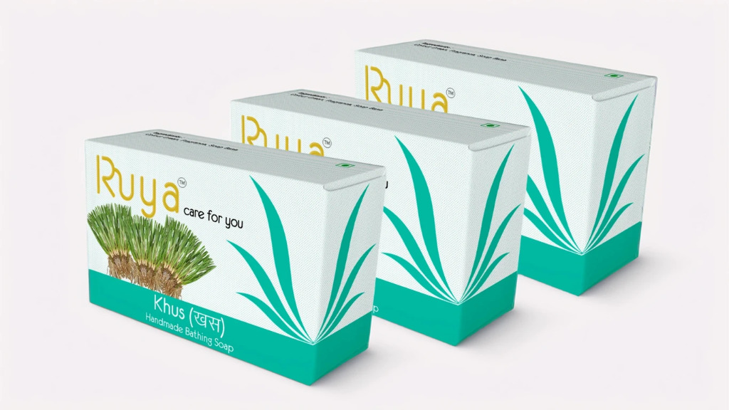 Khus Handmade Bathing Soap, Moisturizes the Skin with Gentle Cleansing, 100g x 3 (Pack of 3)