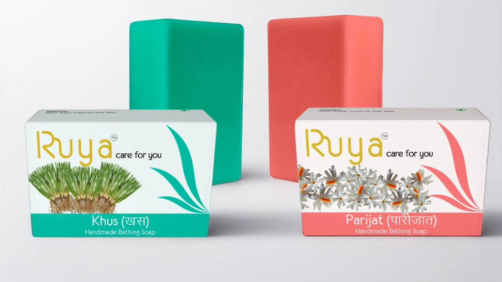 Khus and Parijat Handmade Bathing Soap, Moisturizes the Skin with Gentle Cleansing, (100 g each)