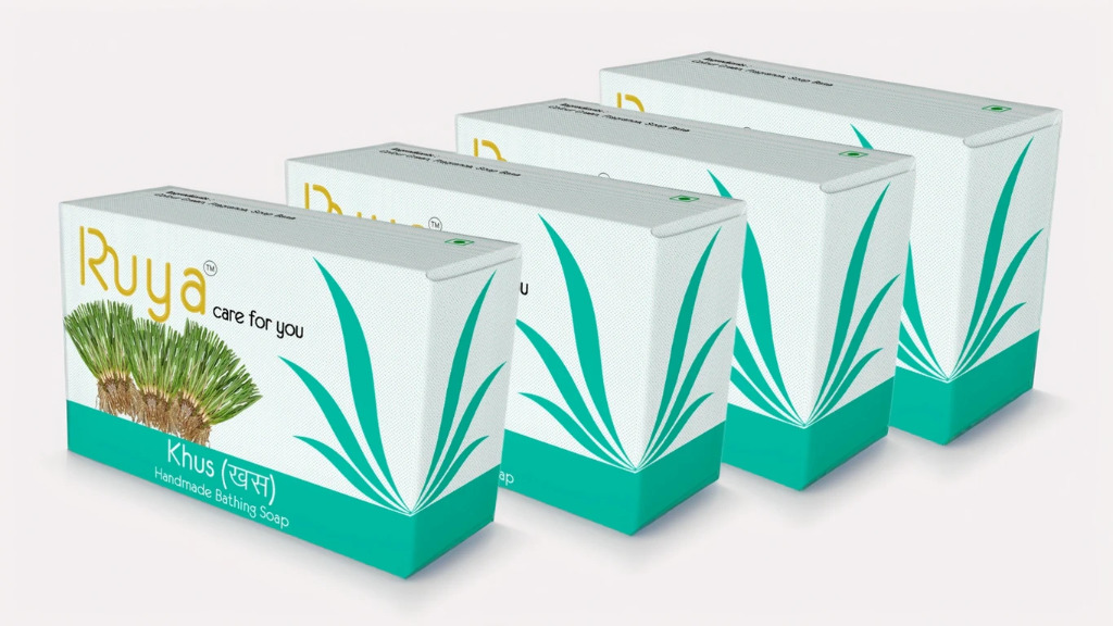 Khus Handmade Bathing Soap, Moisturizes the Skin with Gentle Cleansing, 100g x 4 (Pack of 4)