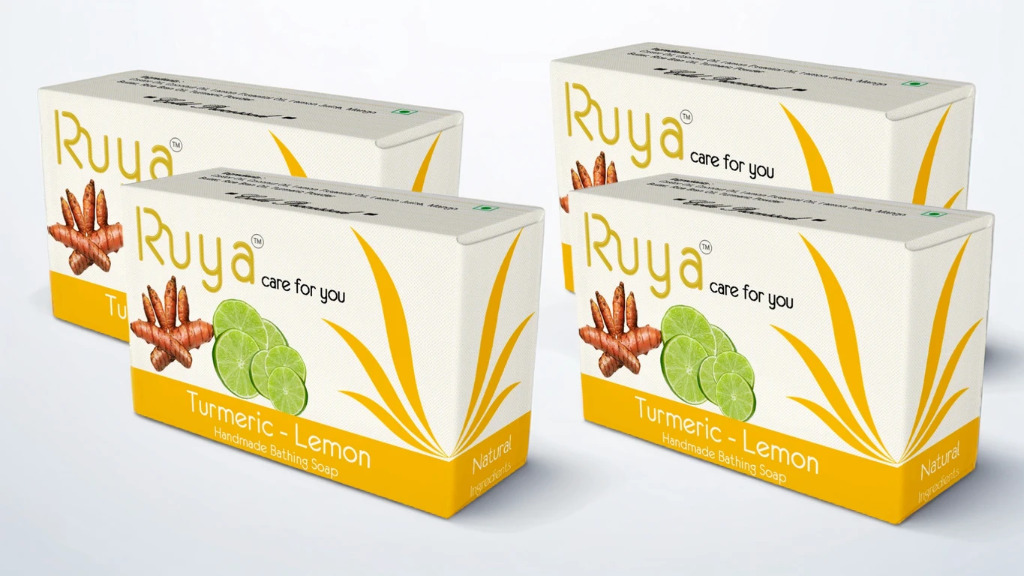 Turmeric - Lemon Natural Handmade Bathing Soap with Freshness of Lemon for Helthy Skin,  100g x 4 (Pack of 4)