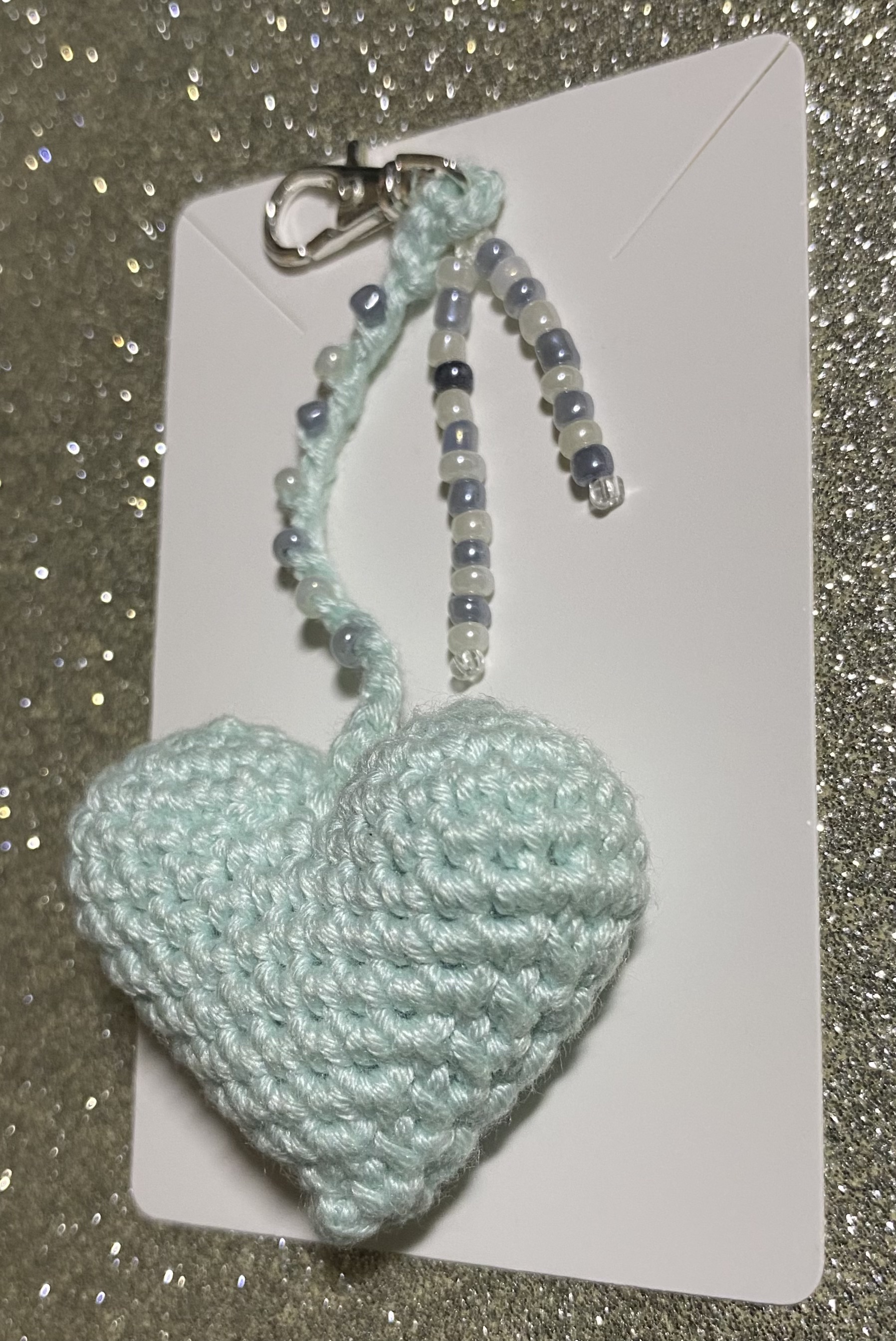 Porte-clés cœur 3D crochet