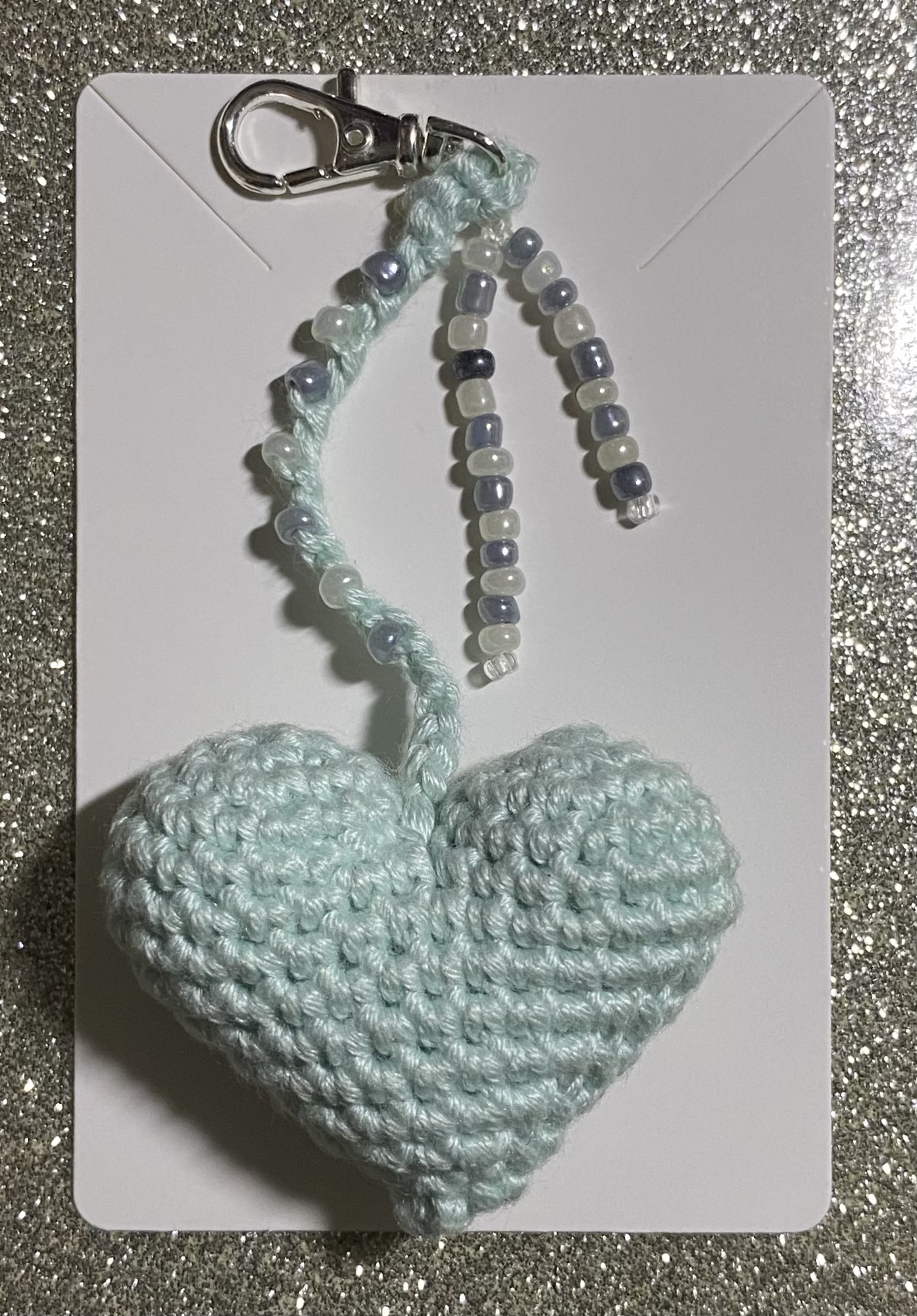 Porte-clés cœur 3D crochet