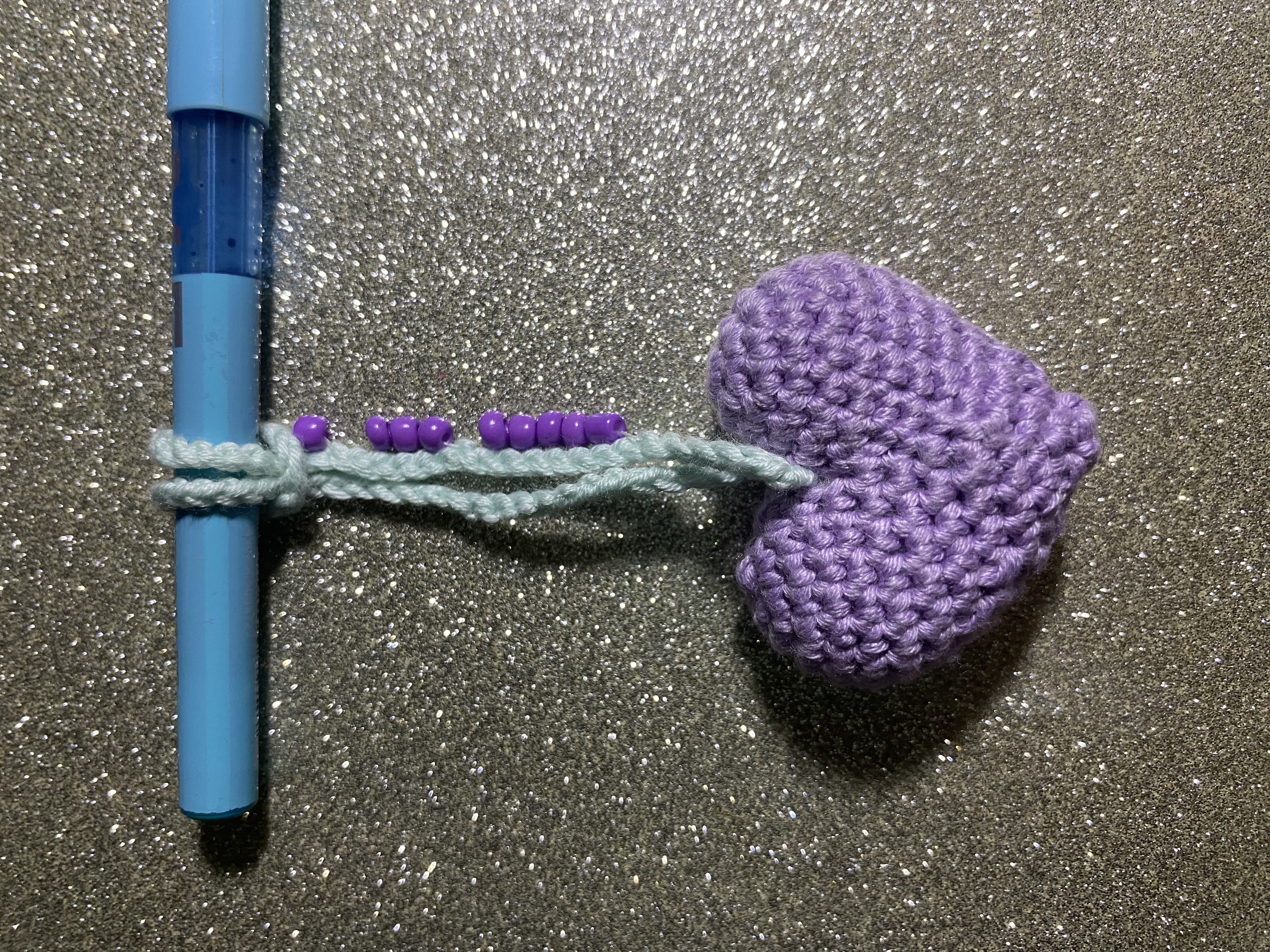 Breloque cœur 3D crochet