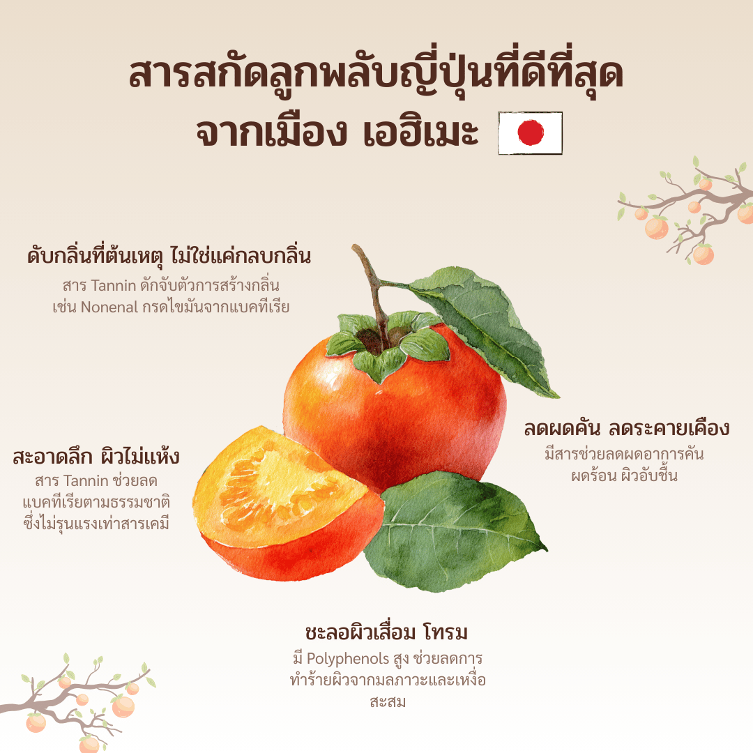 พิมพ์ภา สบู่สมุนไพร ลูกพลับญี่ปุ่น ระงับกลิ่นกาย คงความชุ่มชื้น บำรุงผิวแลดูขาว กระจ่างใส