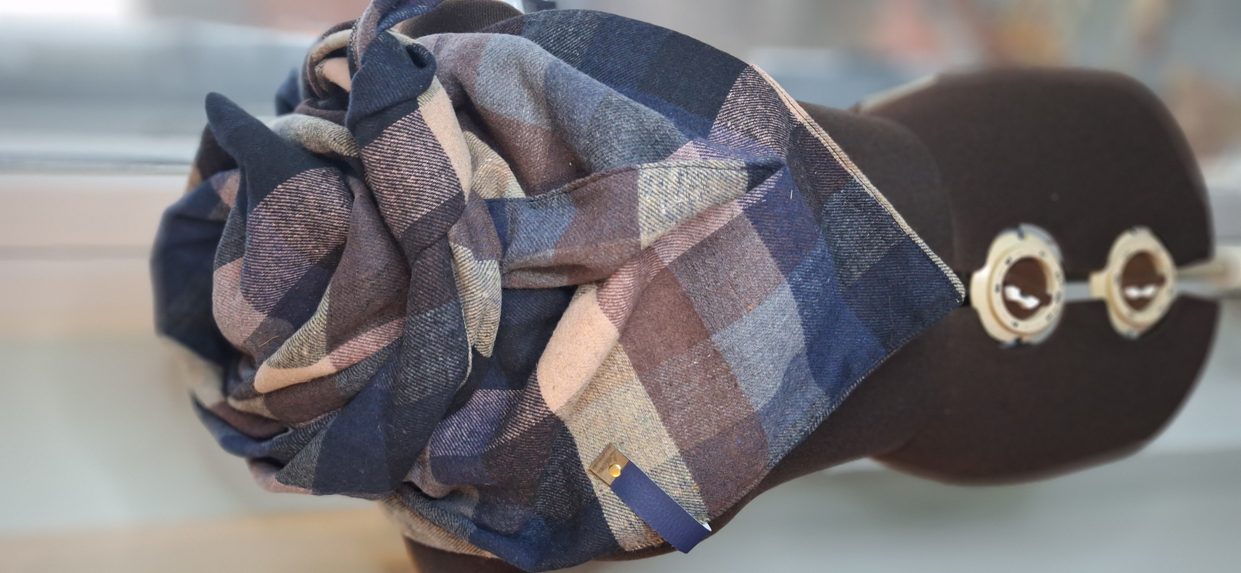 Xxl Dreiecktuch Flanell Karo Blau Rosa