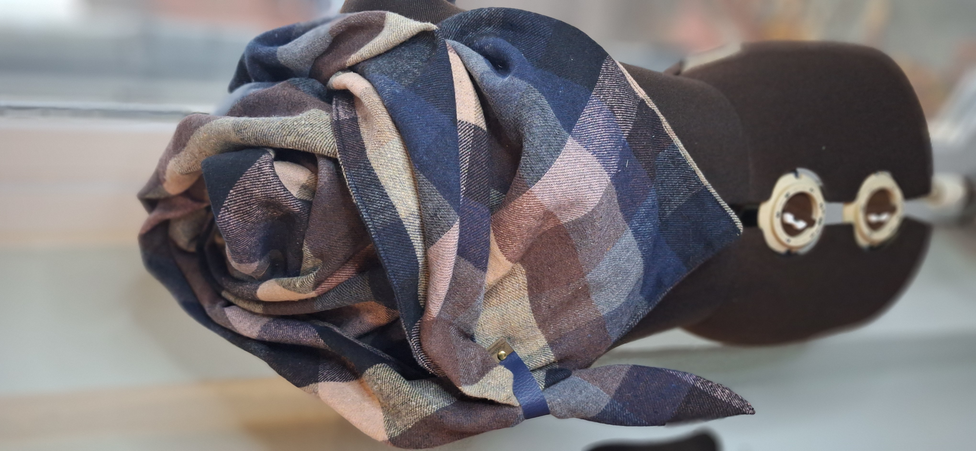 Xxl Dreiecktuch Flanell Karo Blau Rosa