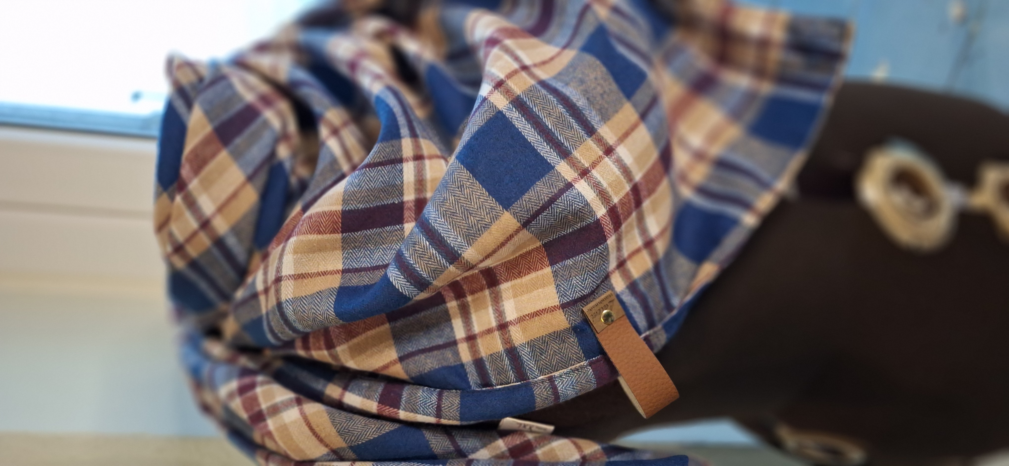 Xxl Dreiecktuch Flanell Karo Blau