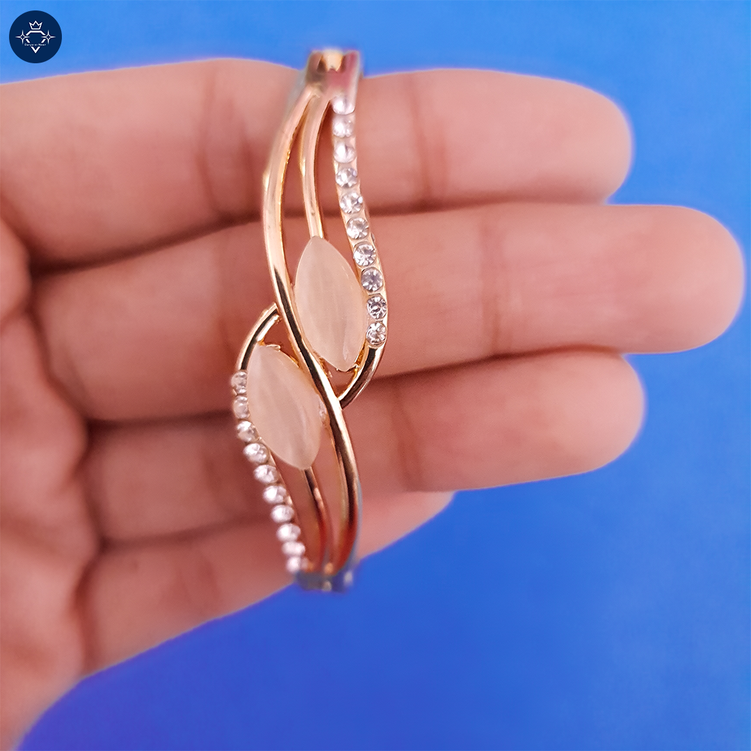 Golden Symphony Bracelet - Double Stone Crystal Wave Design