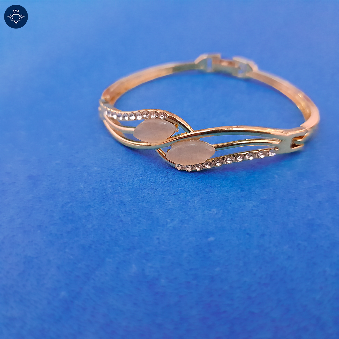 Golden Symphony Bracelet - Double Stone Crystal Wave Design