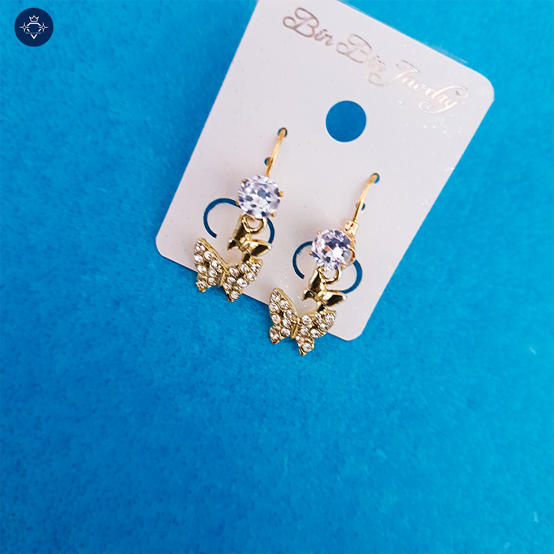 Imperial Butterfly Gems Earrings-Golden