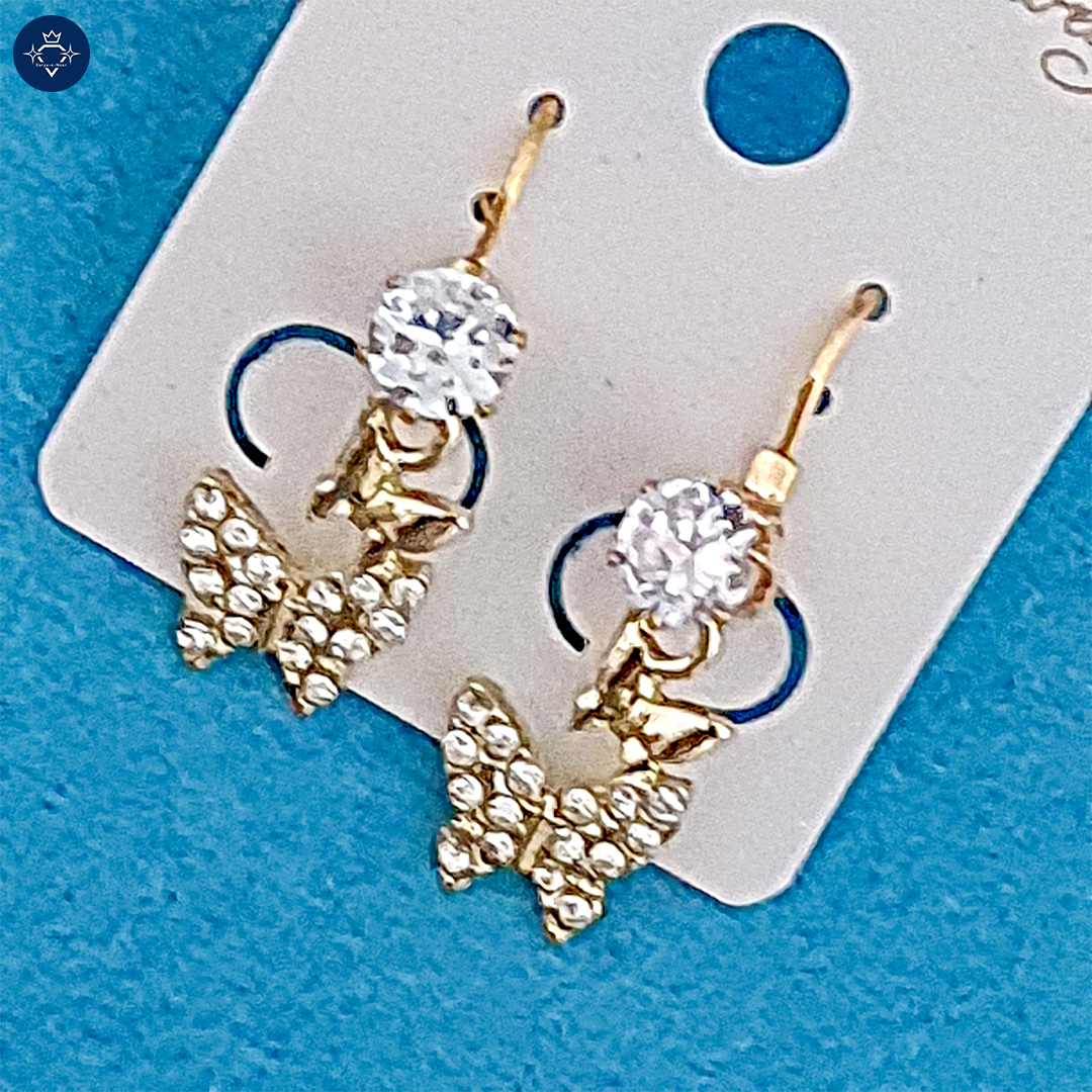 Imperial Butterfly Gems Earrings-Golden