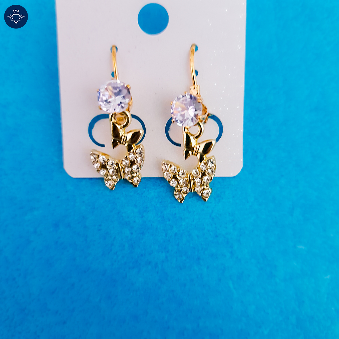 Imperial Butterfly Gems Earrings-Golden