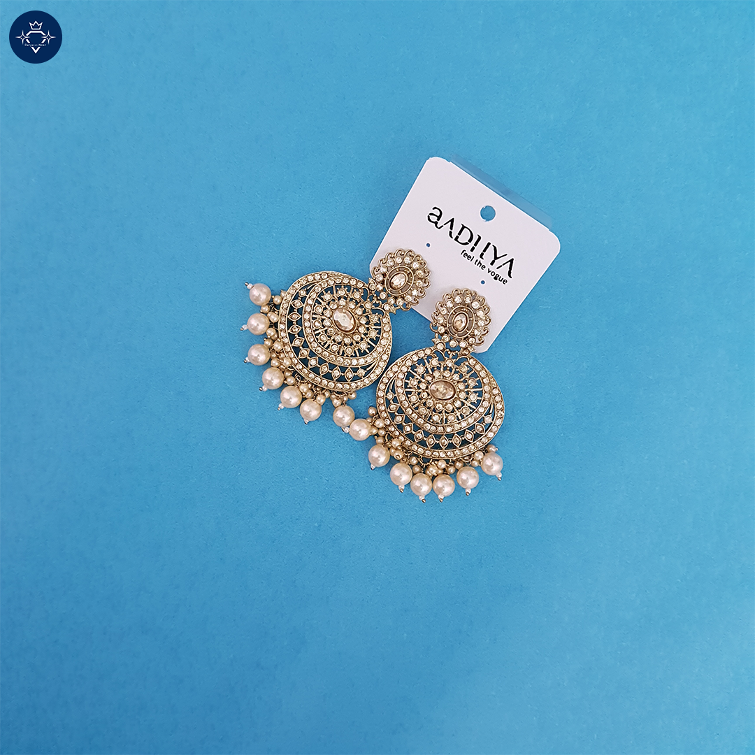 Regal Pearl Chandbali Earrings – Traditional Elegance Redefined