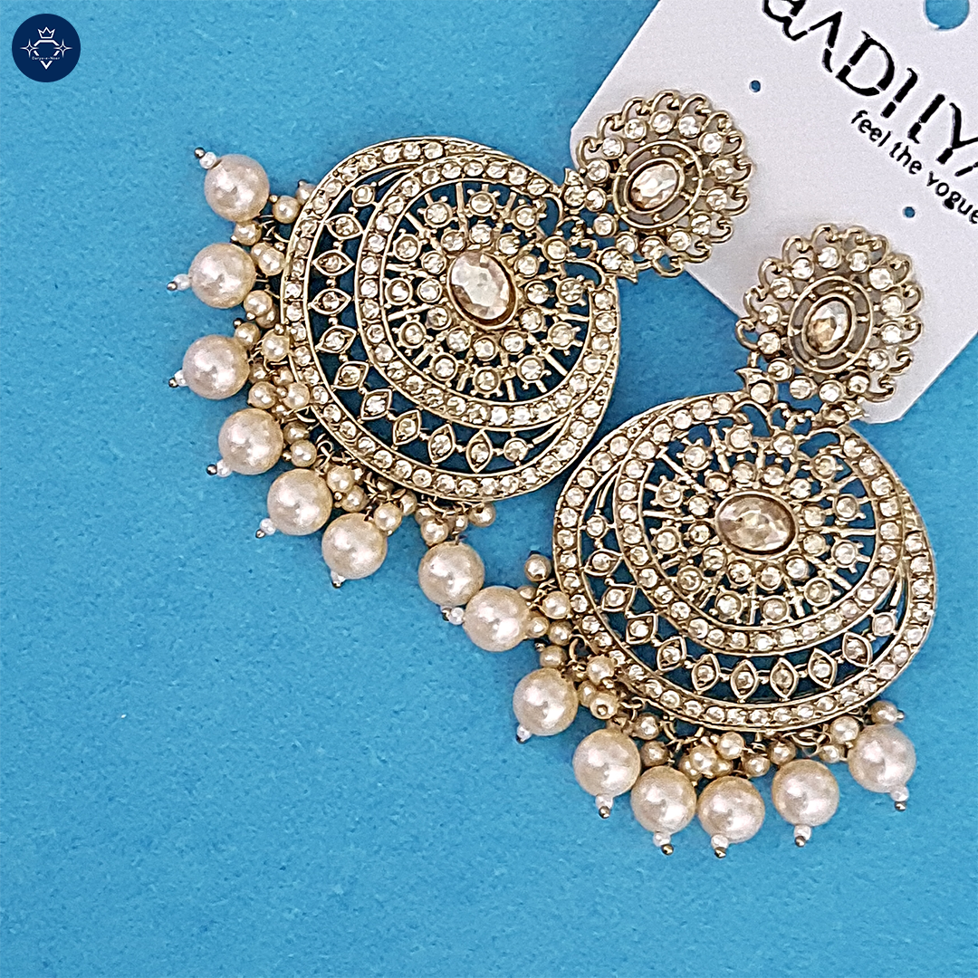 Regal Pearl Chandbali Earrings – Traditional Elegance Redefined