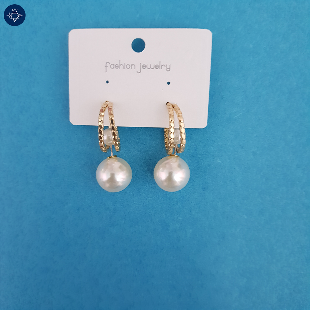 Lustrous Pearl Hoop Earrings with Gold-Tone Finish