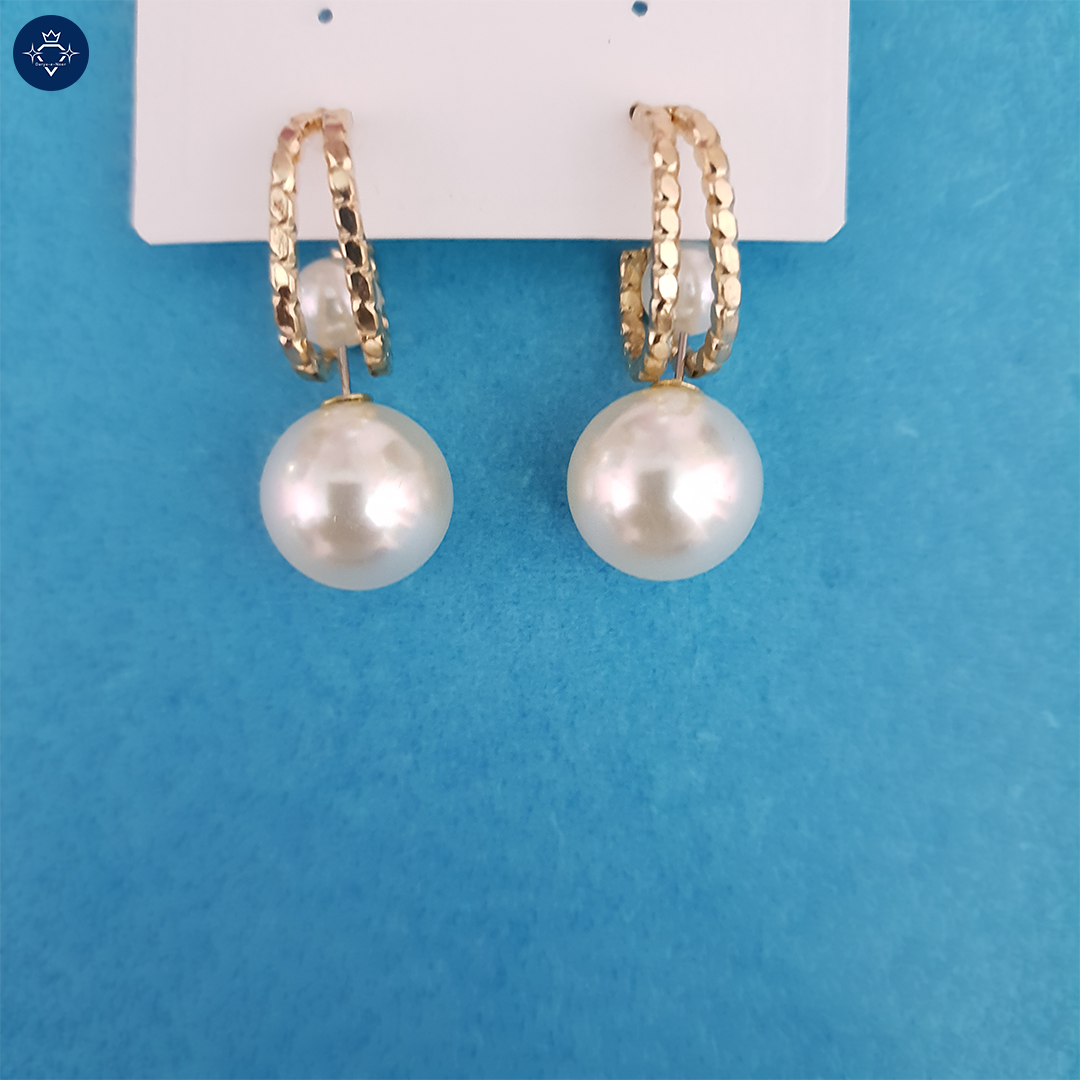 Lustrous Pearl Hoop Earrings with Gold-Tone Finish