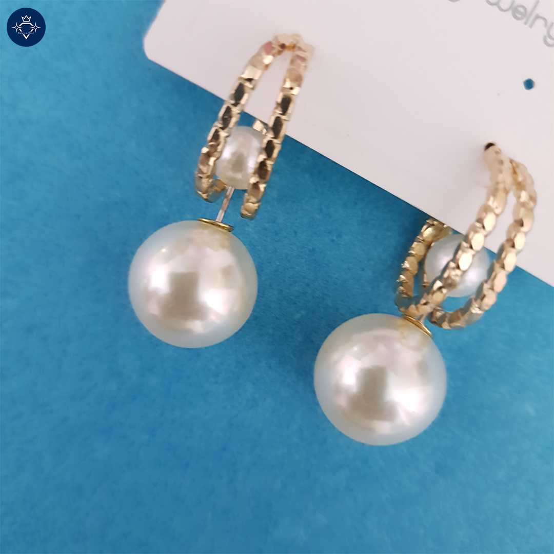 Lustrous Pearl Hoop Earrings with Gold-Tone Finish