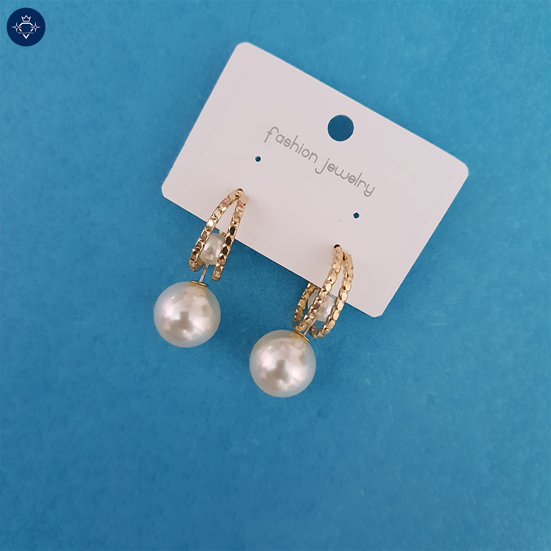 Lustrous Pearl Hoop Earrings with Gold-Tone Finish