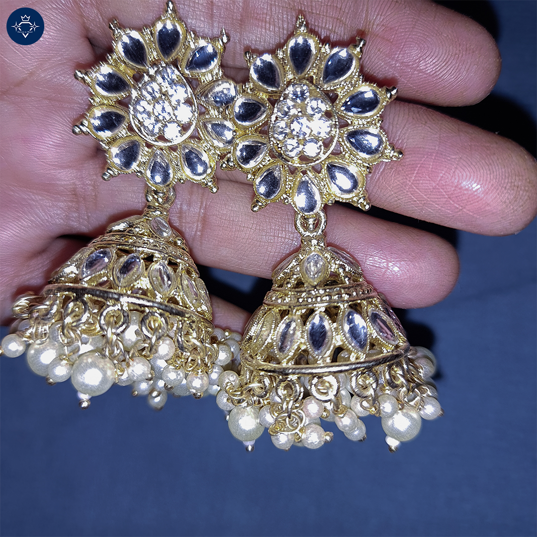 Golden Glamour Jhumka Earrings