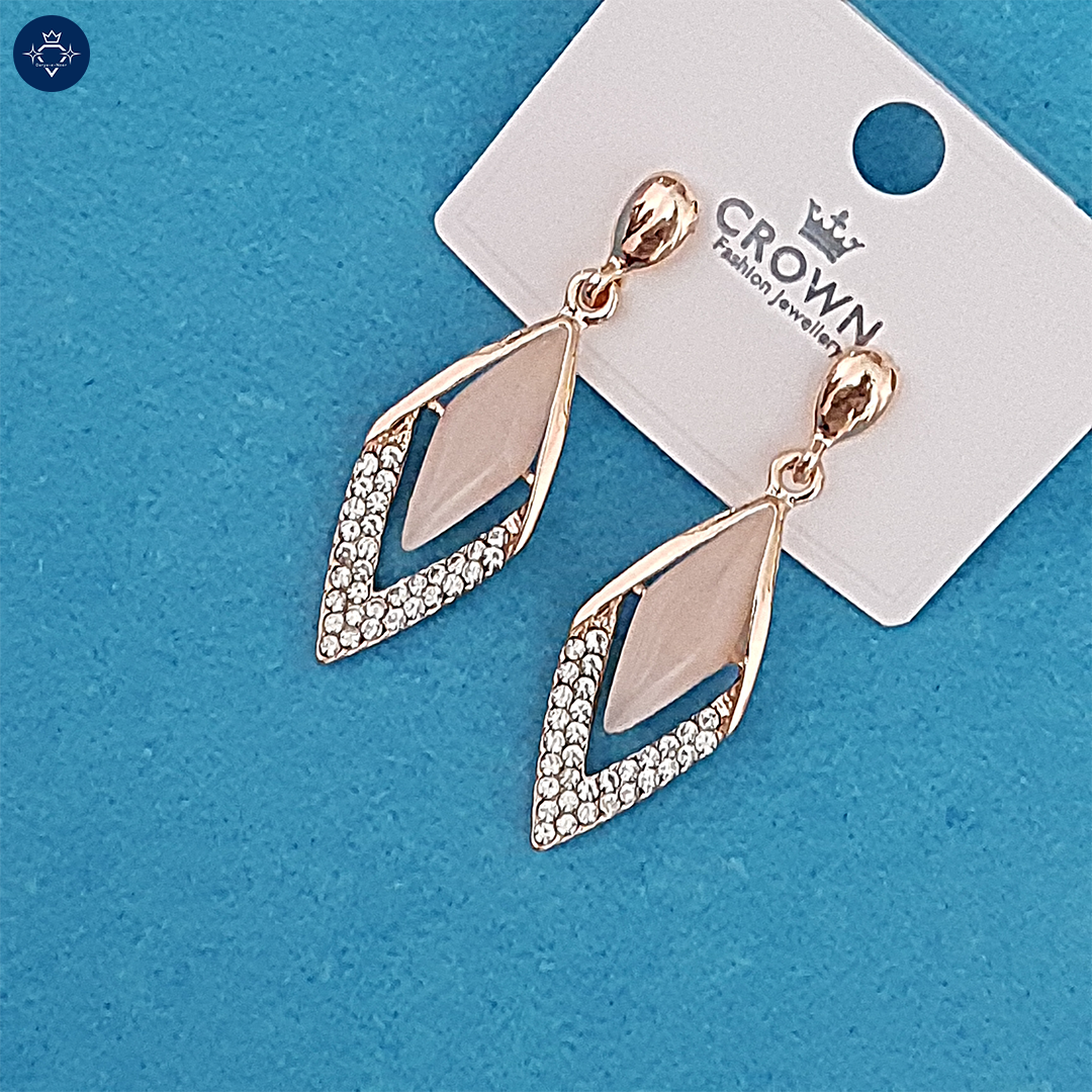 Rose Gold Geometric Diamond Drop Earrings