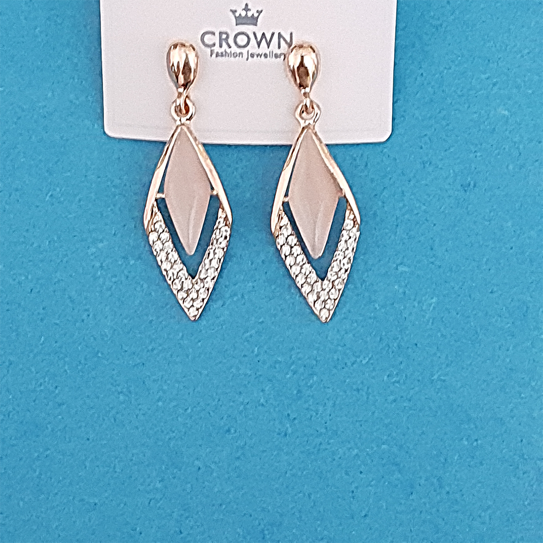 Rose Gold Geometric Diamond Drop Earrings