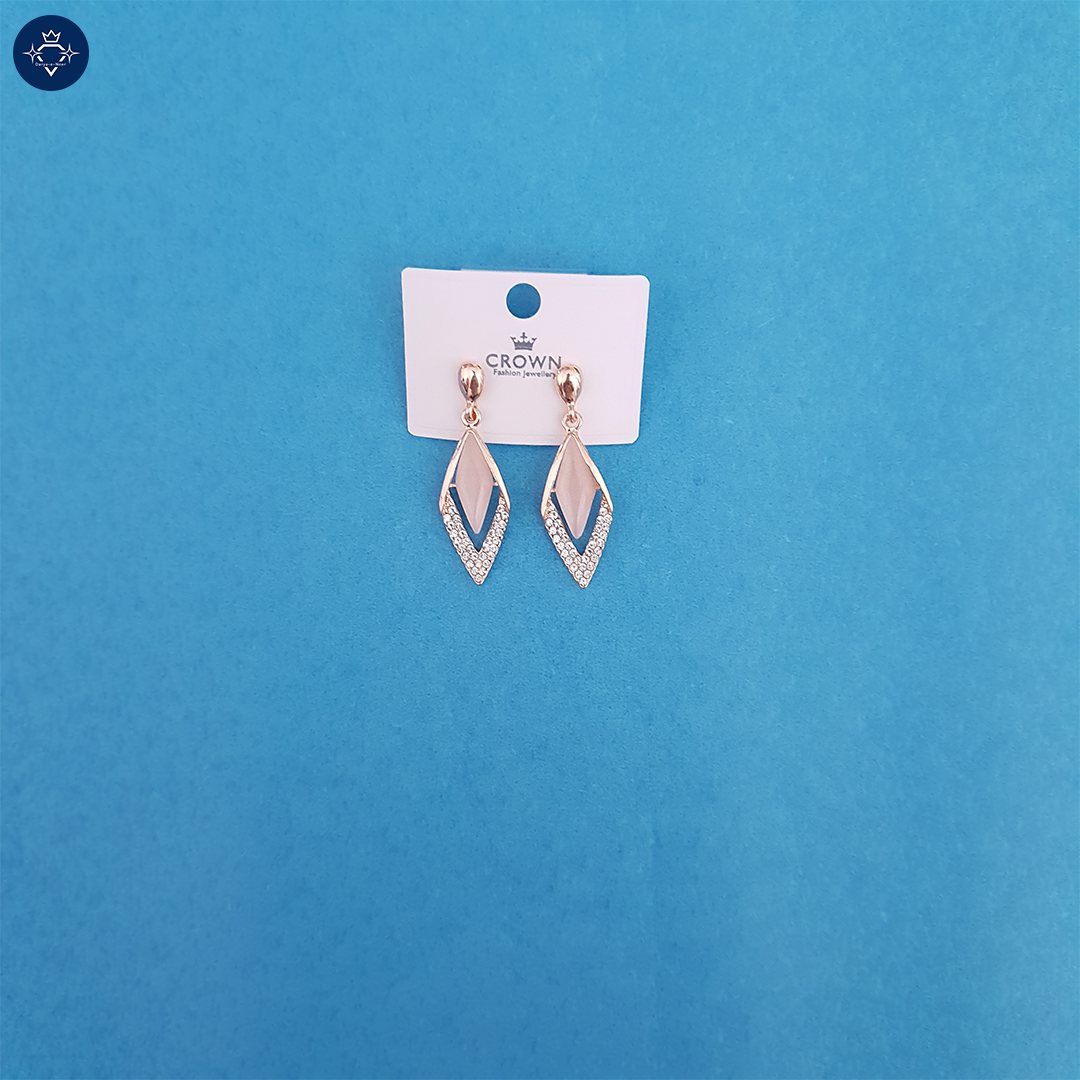Rose Gold Geometric Diamond Drop Earrings