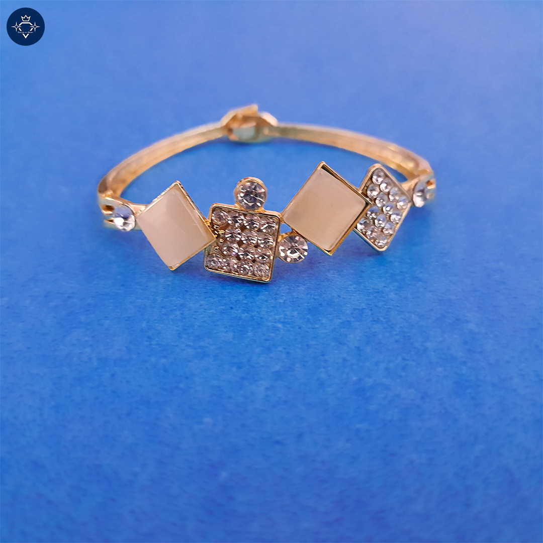 Gold-Toned Geometric Crystal Bracelet