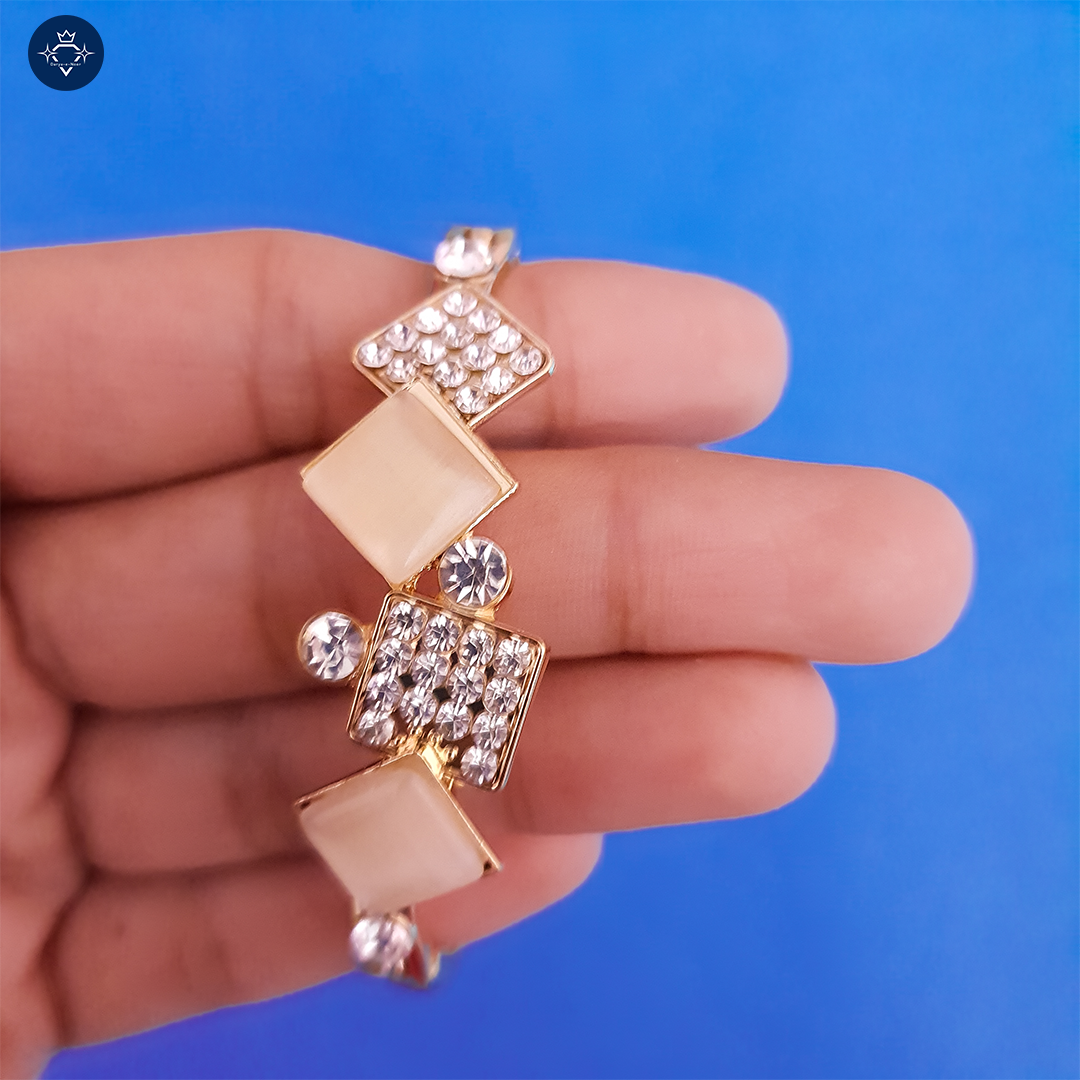 Gold-Toned Geometric Crystal Bracelet