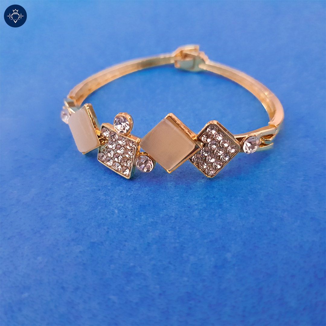 Gold-Toned Geometric Crystal Bracelet