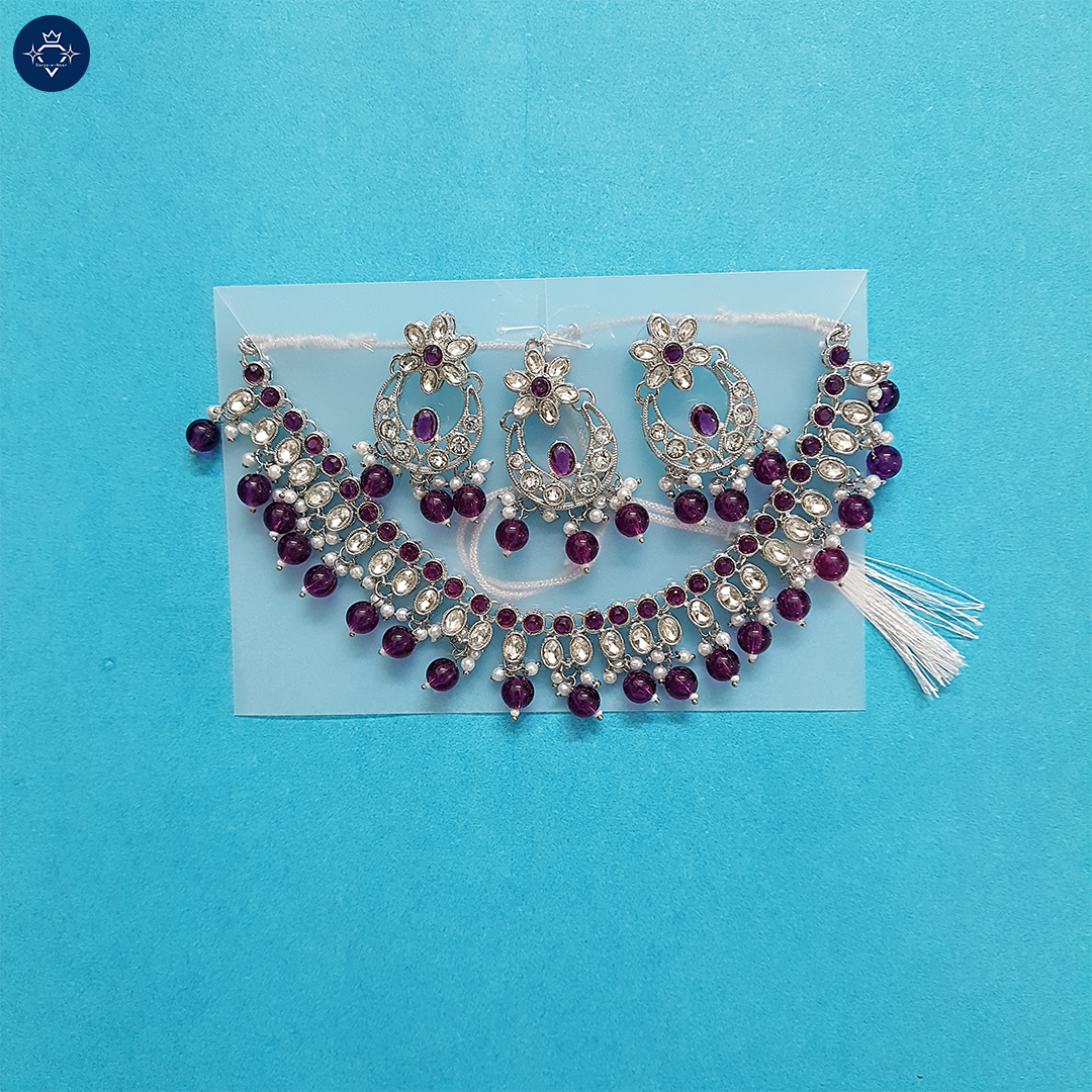 Gulnaar Amethyst Kundan Set – A Royal Symphony of Elegance
