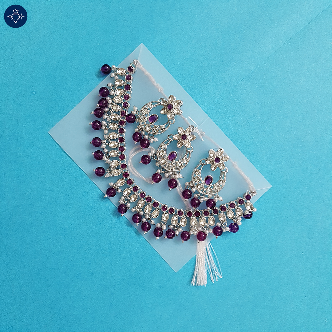 Gulnaar Amethyst Kundan Set – A Royal Symphony of Elegance