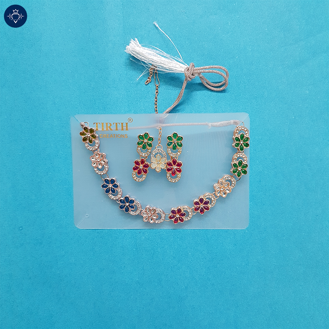 Multi-Colour Floral Necklace Set