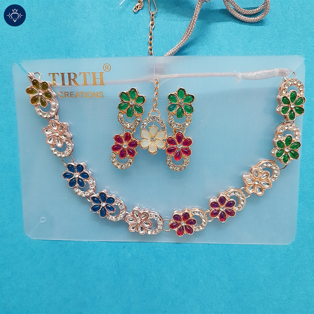 Multi-Colour Floral Necklace Set