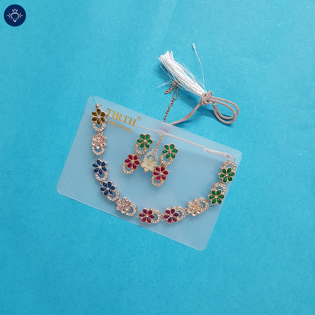 Multi-Colour Floral Necklace Set