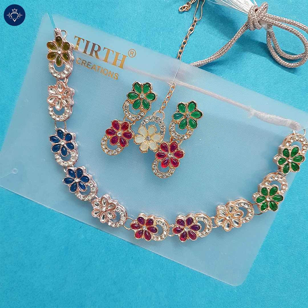 Multi-Colour Floral Necklace Set