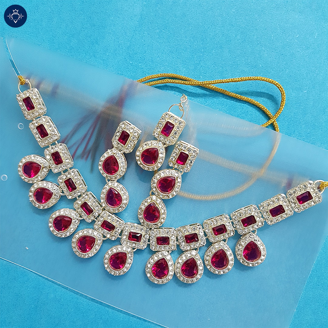 Manikya Necklace Set – A Symphony of Ruby Elegance