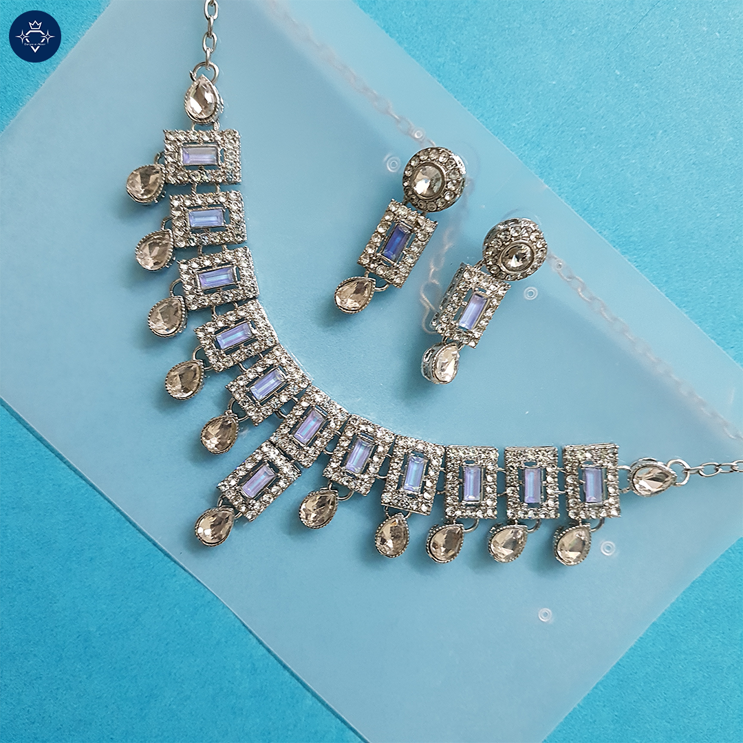 Sagarika Necklace Set – Light Blue