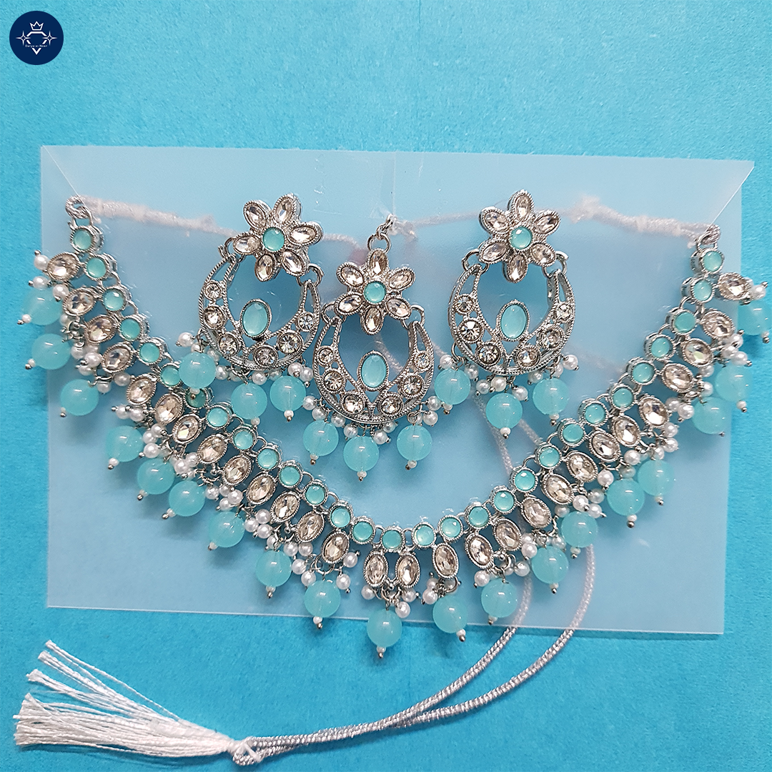 Indrani Aasmani Necklace Set – A Timeless Beauty!