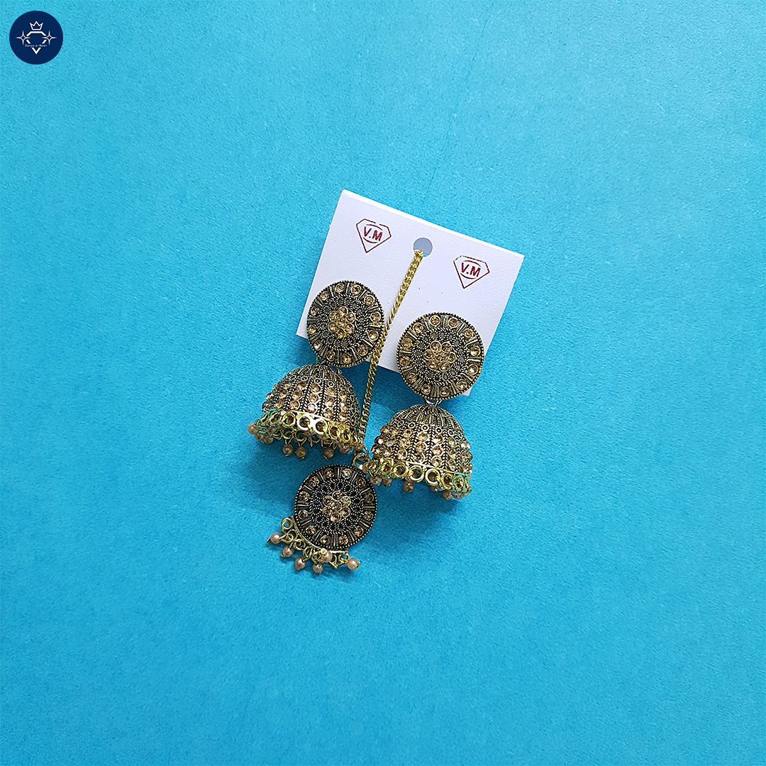 Zarin Jhumka Earrings With Maangtikka