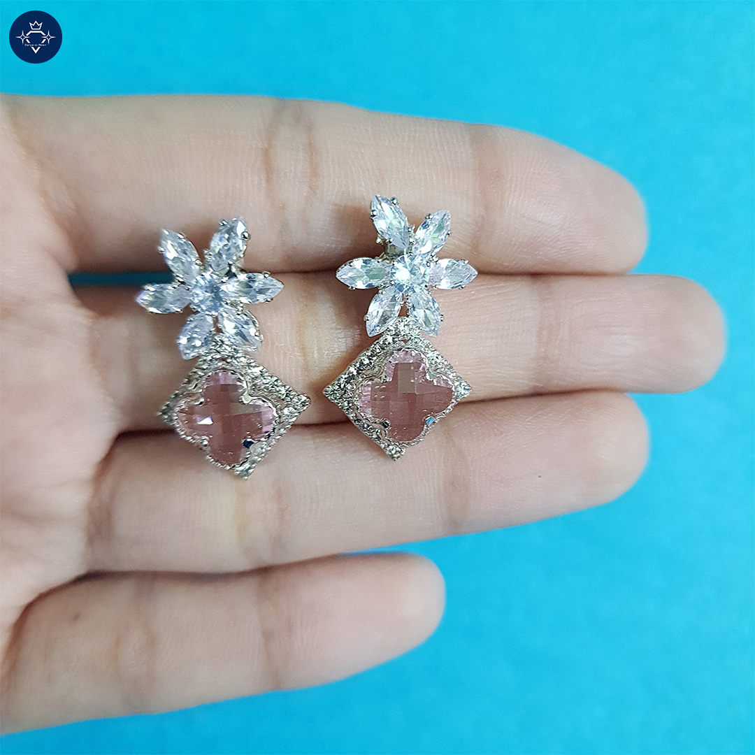 Blush Diamond Square Earrings