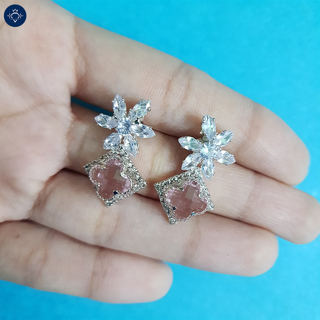 Blush Diamond Square Earrings