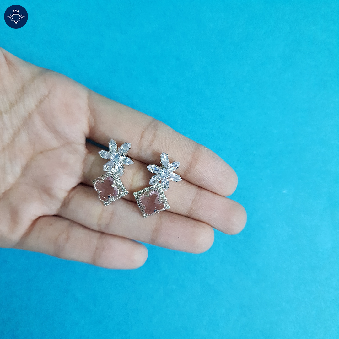 Blush Diamond Square Earrings