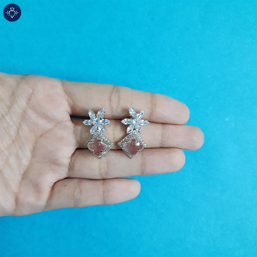 Blush Diamond Square Earrings