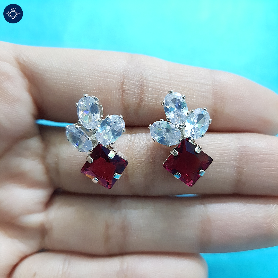 Crimson Diamond Stud Earrings