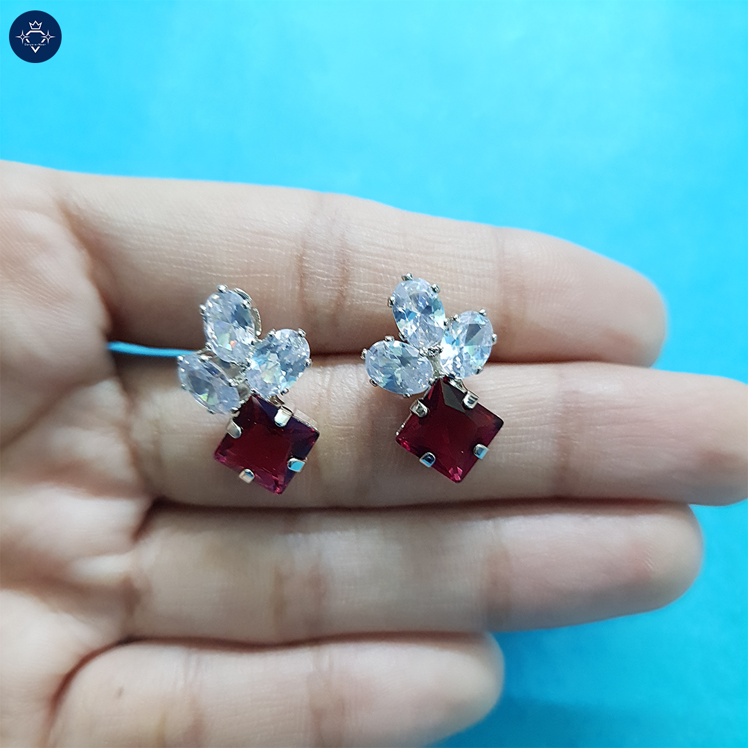Crimson Diamond Stud Earrings