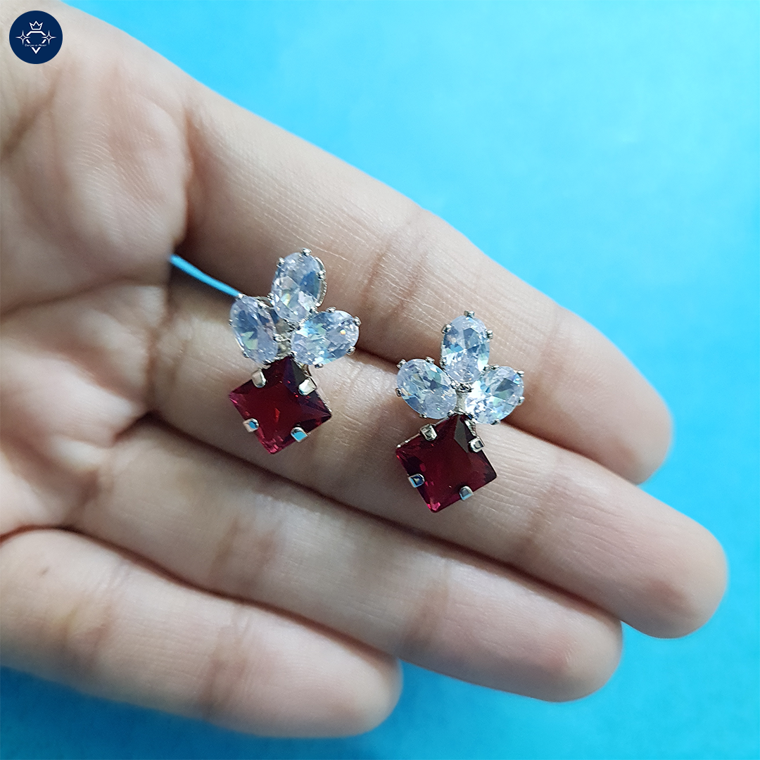 Crimson Diamond Stud Earrings