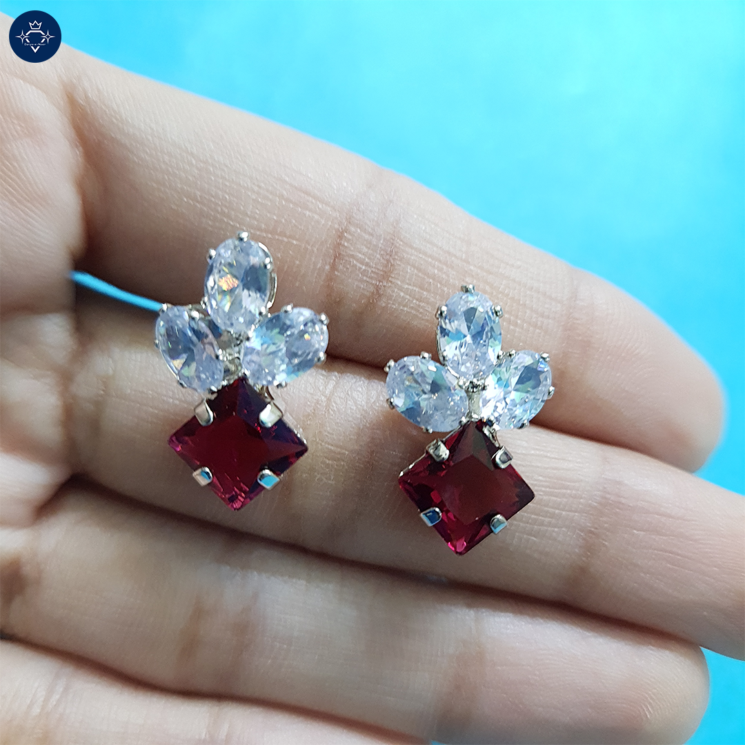 Crimson Diamond Stud Earrings