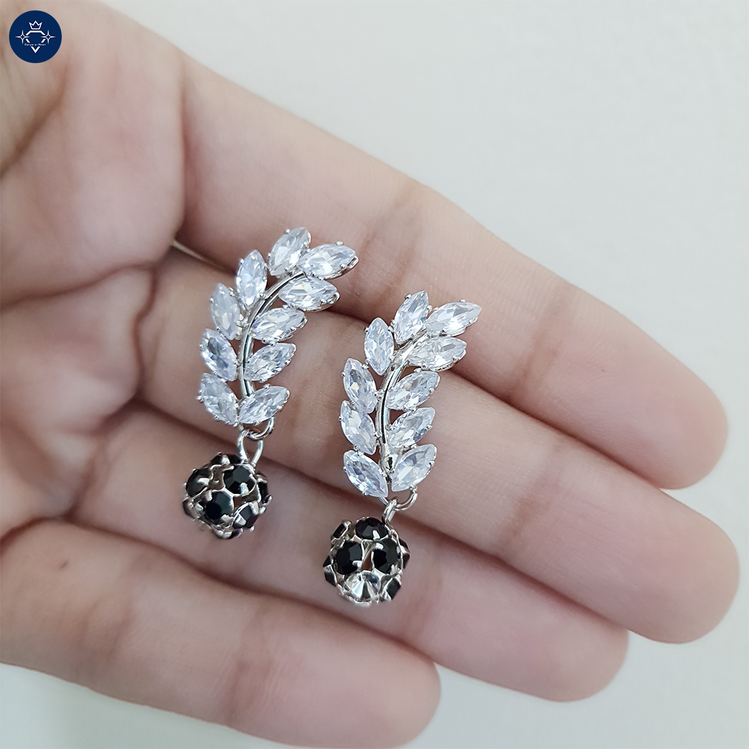 Leaf Onyx Drop Earrings