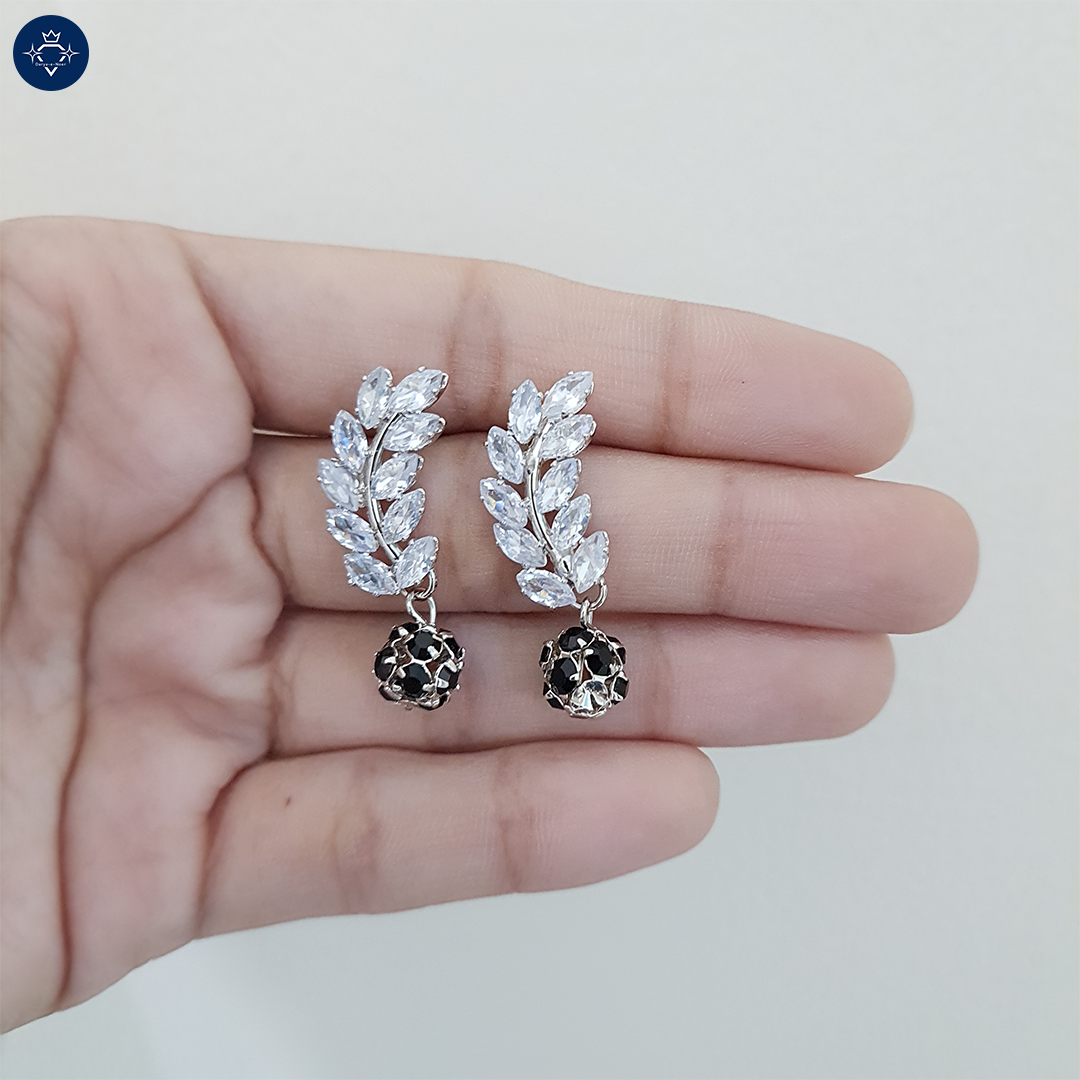 Leaf Onyx Drop Earrings